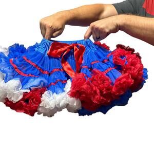Belle Ame Janice Boutique Red White Blue Pettiskirt Dance Tutu size Petite